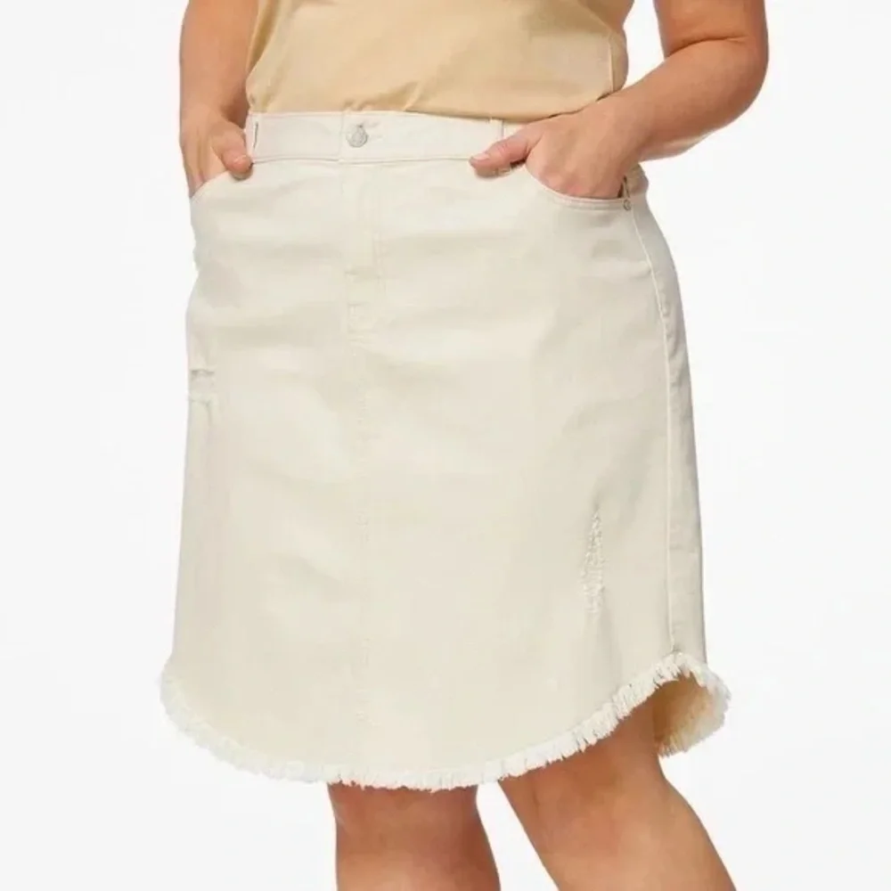 Cato | Plus Size Curved Hem Denim Skirt Jute 26W